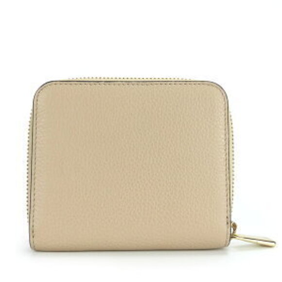 Furla bifold wallet beige leather studs compact round zipper - Picture 2 of 8